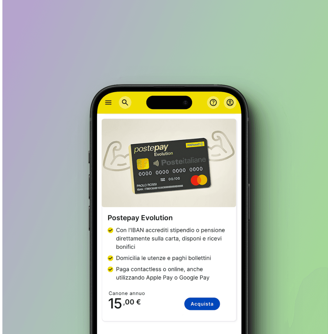 Postepay Evolution: schermata principale