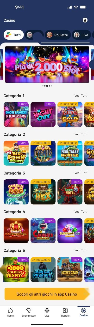 Vetrina Casino, categoria Tutti